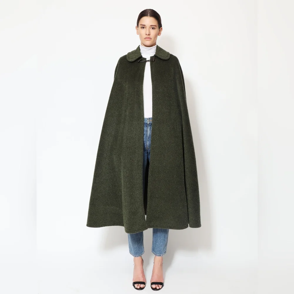 Vintage | Tailored Wool-blend Cape with High Collar - Picture 13 of 16